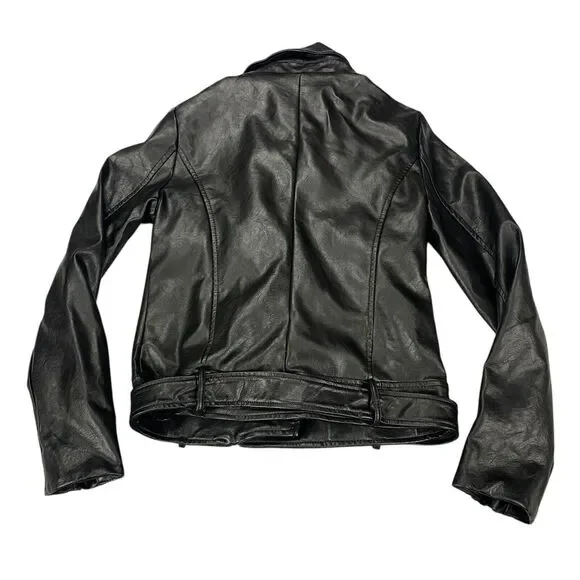Elodie Nordstrom Womens Size XS Moto Jacket Black Faux Leather - Picture 14 of 16